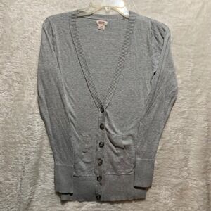 Mossimo Supply Co Gray Long Sleeve Button Front Cardigan Sweater Women S Pockets